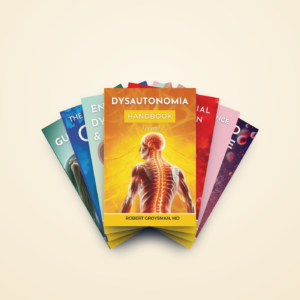 The Complete Long COVID Handbook, all seven volumes fanned out, by Robert Groysman, MD